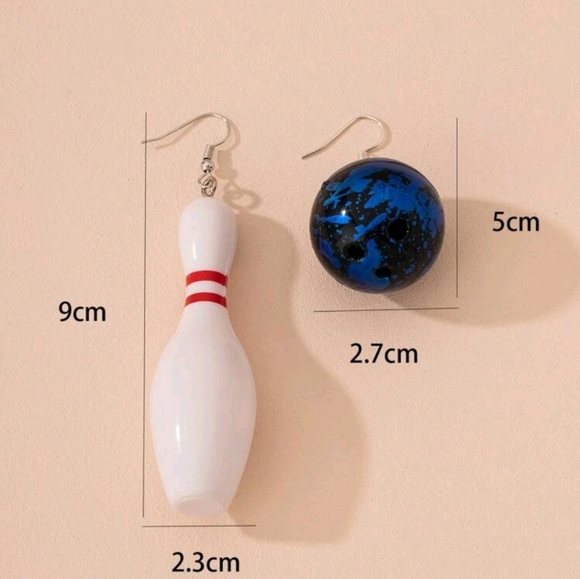 (2)PC BOWLING BALL AND PIN EARRING SET SPORTS EARRING SET - Picture 3 of 3